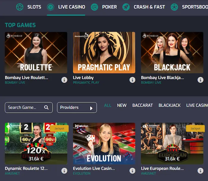 CrystalPoker Casino live